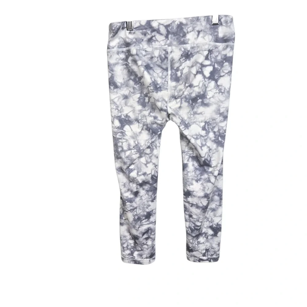 Athleta Girl Tie Dye Crop Leggings Grey White‎ Purple Gym Athletic Size L